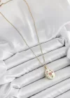 316L Çelik Zincir Açılabilir Sanatsal Vintage Çiçek Model Gold Renk Kadın Kolye