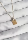 316L Çelik Zincir Gold Renk Zirkon Taşlı Aşk Mektubu Kolye