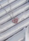 316L Çelik Zincir Gümüş Renk Pembe Parçalı Zirkon Taşlı Kalp Kolye