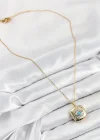 316L Çelik Zirkon Taşlı Açılabilr Kapaklı Göz Model Gold Renk Kadın Kolye