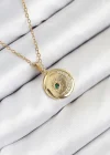 316L Çelik Zirkon Taşlı Ay Ve Güneş Model Gold Renk Kadın Kolye
