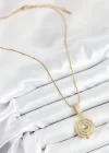 316L Çelik Zirkon Taşlı Çember Model Gold Renk Kadın Kolye
