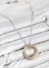 316L Çelik Zirkon Taşlı Dönen Daire Model Gold Ve Gümüş Renk Kadın Kolye