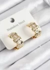 316L Çelik Zirkon Taşlı Halka Model Gold Renk Kadın Küpe