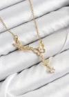316L Çelik Zirkon Taşlı Kelebek Model Gold Renk Kadın Kolye