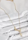 316L Çelik Zirkon Taşlı Kelebek Model Gold Renk Kadın Kolye