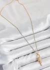 316L Çelik Zirkon Taşlı Kilit Ve Sallantılı Anahtar Model Gold Renk Kadın Kolye