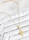316L Çelik Zirkon Taşlı Kutup Yıldızı Model Gold Renk Kadın Kolye