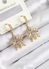 316L Çelik Zirkon Taşlı Sallantılı Yıldız Model Gold Renk Kadın Küpe