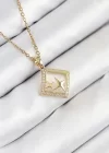 316L Çelik Zirkon Taşlı Yıldız Model Gold Renk Kadın Kolye