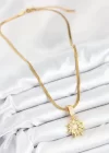 316L Çelik Zirkon Taşlı Yıldız Model Gold Renk Kadın Kolye