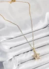 316L Çelik Zirkon Taşlı Yıldız Model Gold Renk Kadın Kolye