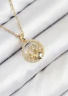 316L Çelik Zirkon Taşlı Yıldız Ve Kalp Model Gold Renk Kadın Kolye