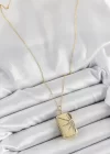 316L Çelk Açılabilir Dikdörtgen Model Zirkon Taşlı Gold Renk Kadın Zincir kolye