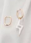 Beyaz Şimşek Model Çelik Küpe