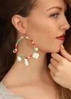 Boncuklu Bayan Halkalı Küpe