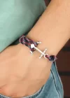 Bordo Lacivert Renk Desenli Metal Çapalı Erkek Bileklik