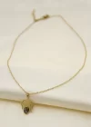 Çelik Gold Renk Kristal Taşlı Yaprak Model Kadın Kolye