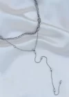 Çelik Gümüş Renk Çift Zincirli Kolye