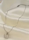 Çelik Silver Renk Zirkon Taşlı Çivi Model Kadın Kolye