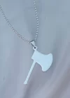 Çelik Uçlu Balta Figürlü Gümüş Renk Zincir Kolye