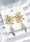 Çiçek Model Gold Gümüş Renk Kadın Küpe