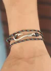 Çizgi Desenli Metal Kancalı Erkek Bileklik