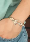 Desenli Krem Metal Çapalı Erkek Bileklik