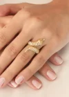 Gold Renk Ayarlanabilir Zirkon Taşlı Kadın Yılan Yüzük