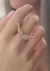 Gold Renk Kanat Model Zirkon Taşlı Kadın Yüzük