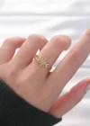 Gold Renk Kutup Yıldızı Zirkon Taşlı Ayarlanabilir Yüzük