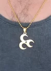 Gold Renk Metal 3 Hilal Figürlü Erkek Kolye
