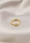 Gold Renk Metal Şeffaf Taşlı Kadın Yüzük
