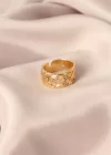 Gold Renk Metal Taşlı Model Ayarlanabilir Kadın Yüzük