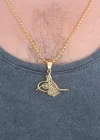 Gold Renk Metal Tuğra Figürlü Erkek Kolye