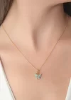 Gold Renk Su Yeşili Kelebek Figür Kadın Kolye