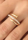 Gold Renk Taşlı Çivi Ayarlanabilir Kadın Yüzük