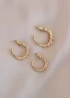 Gold Renk Yılan Model Metal Küpe Seti