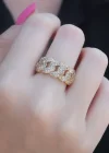 Gold Renk Zirkon Taşlı Zincir Model Kadın Yüzük