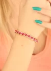 Gold Zincirli Pembe İpli Bayan Bileklik