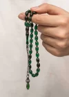 Gümüş 1000 Ayar Kazaz Püsküllü Sıkma Kehribar Tesbih