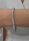 Gümüş 2.5 mm Beyaz Taşlı Su Yolu Kadın Bileklik