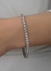 Gümüş 2.5 mm Beyaz Taşlı Su Yolu Kadın Bileklik