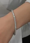 Gümüş 2.5 mm Beyaz Taşlı Su Yolu Kadın Bileklik