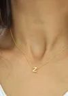 Gümüş 3 Boyutlu Z Harf Gold Bayan Kolye