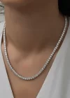 Gümüş 3 mm Beyaz Taşlı Su Yolu Kadın Kolye