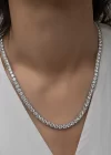 Gümüş 3 mm Beyaz Taşlı Su Yolu Kadın Kolye