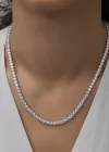 Gümüş 3 mm Beyaz Taşlı Su Yolu Kadın Kolye