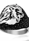 Gümüş Aslan Kafası Figürlü Erkek Yüzük