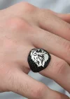 Gümüş Aslan Kafası Figürlü Erkek Yüzük